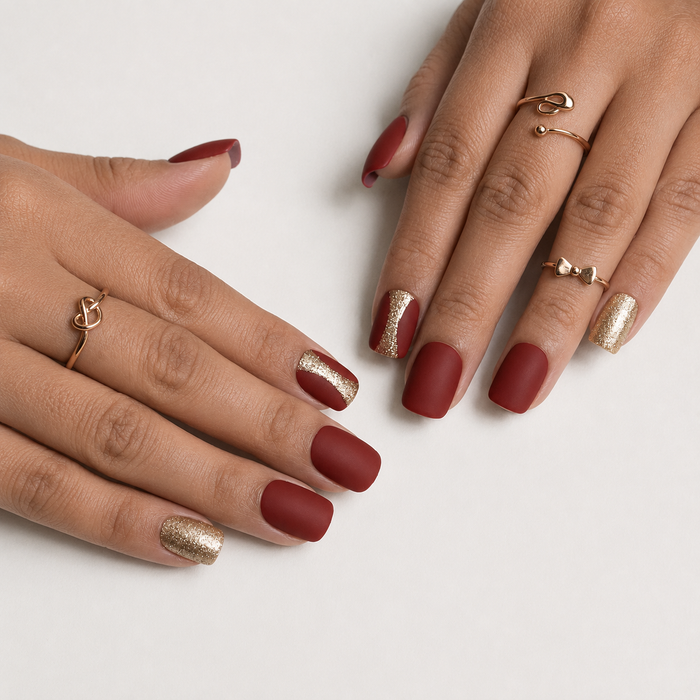 Crimson Royale | Matte Square Press-On Nails